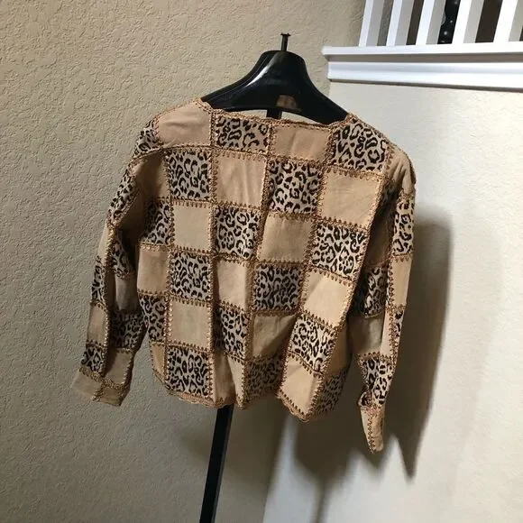 S.M.H Boutique leather patchwork blazer sz XL - Picture 4 of 7